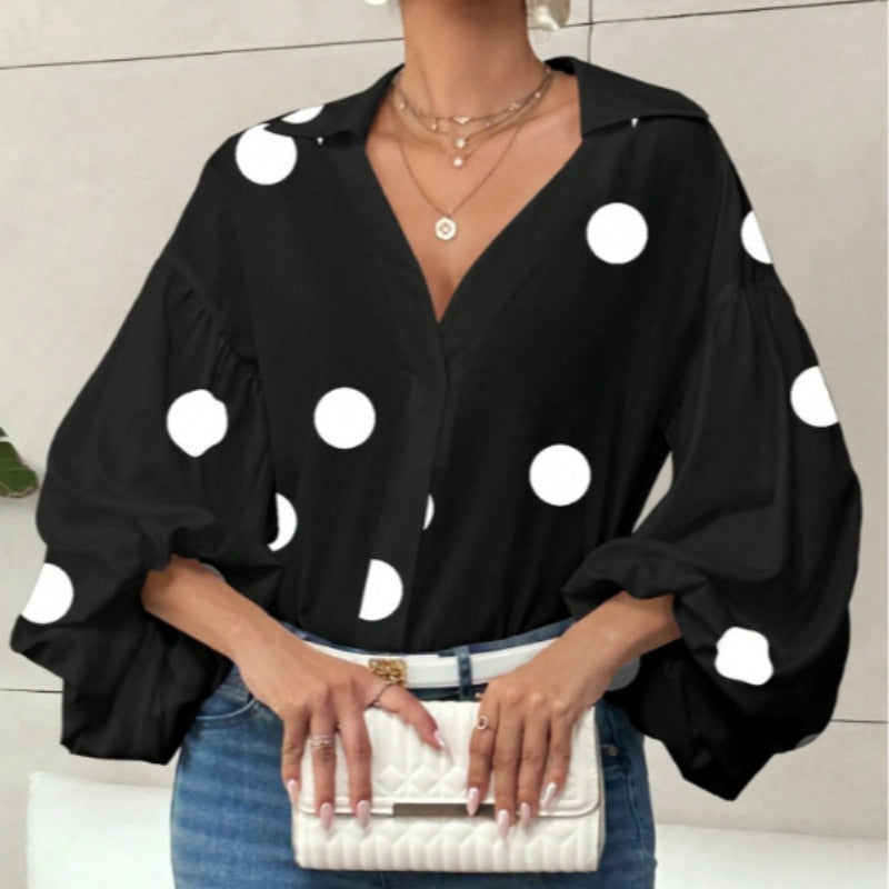 Blouse femme avec des manches ballon volumineuses et un col élégant Heidi-Mode