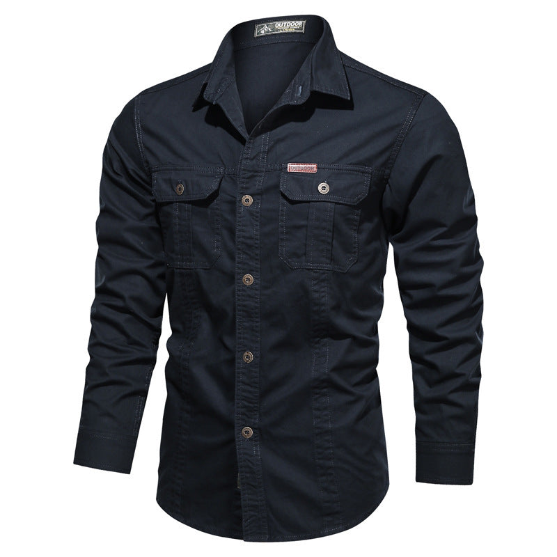 Chemise de plein air à manches longues pour hommes en twill de coton robuste avec poches à rabat et patte de boutonnage cachée Echo Archiv