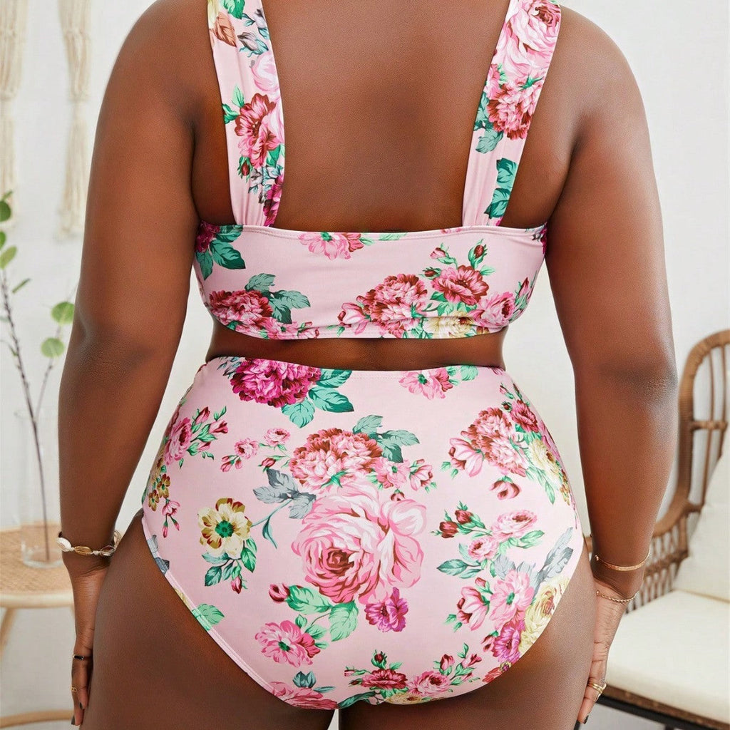 Ensemble de bikini taille haute pour femmes avec design floral R&B