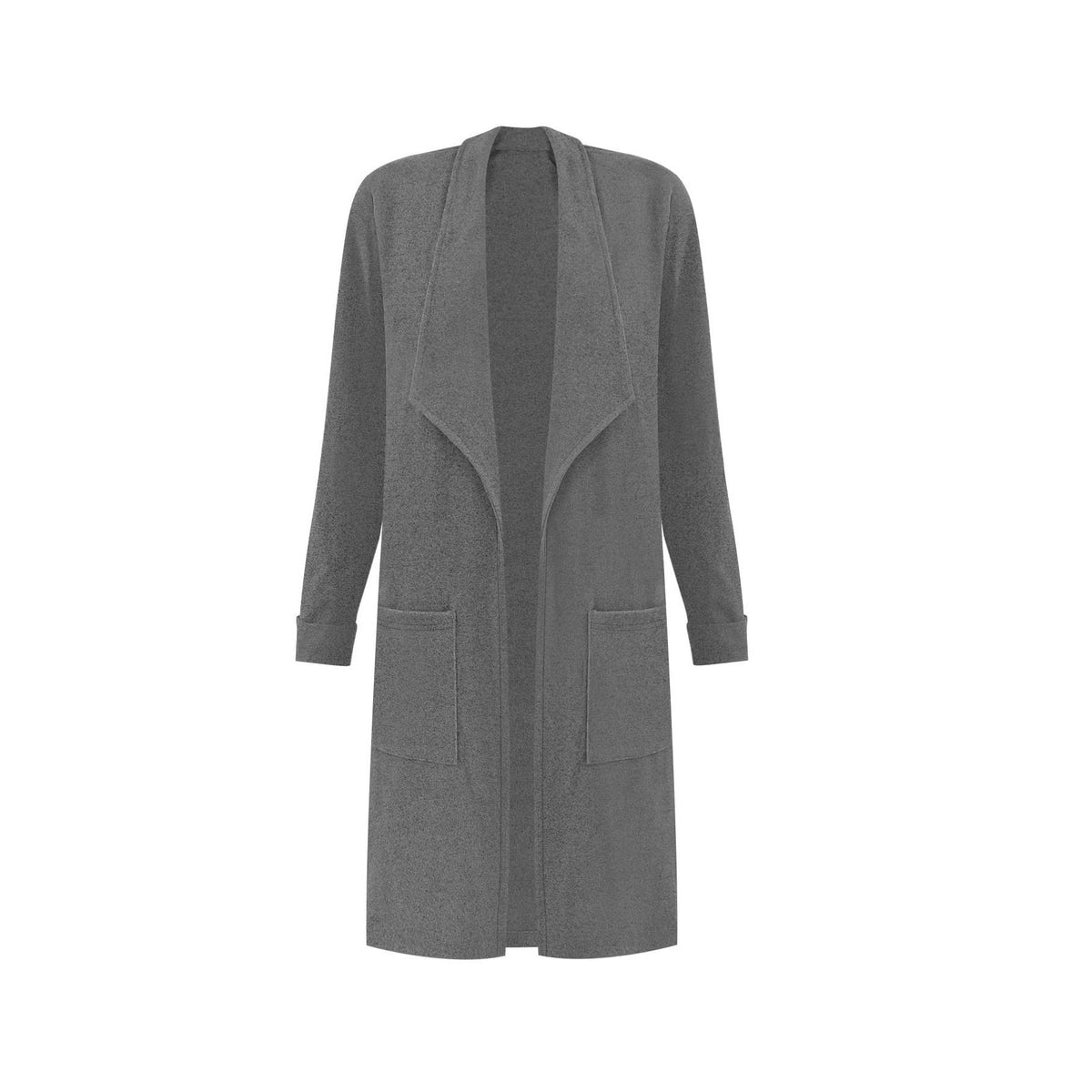 Cardigan long ouvert pour femmes avec col châle, poches passepoilées et tombé léger Echoarchiv