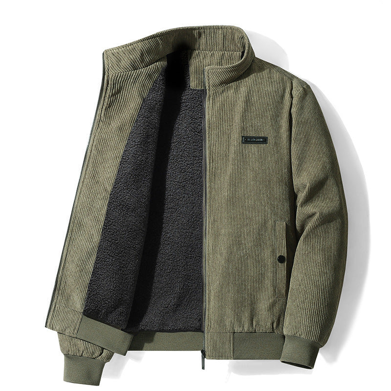 Veste en velours côtelé douce pour hommes avec doublure en polaire