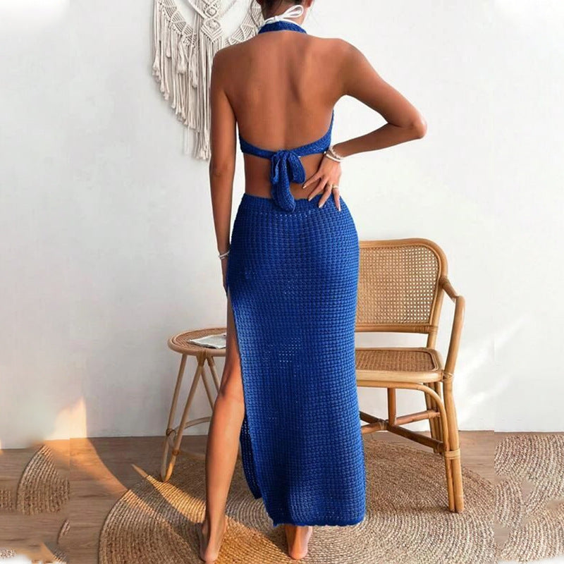Robe en crochet élégante pour femmes avec décolleté profond R&B
