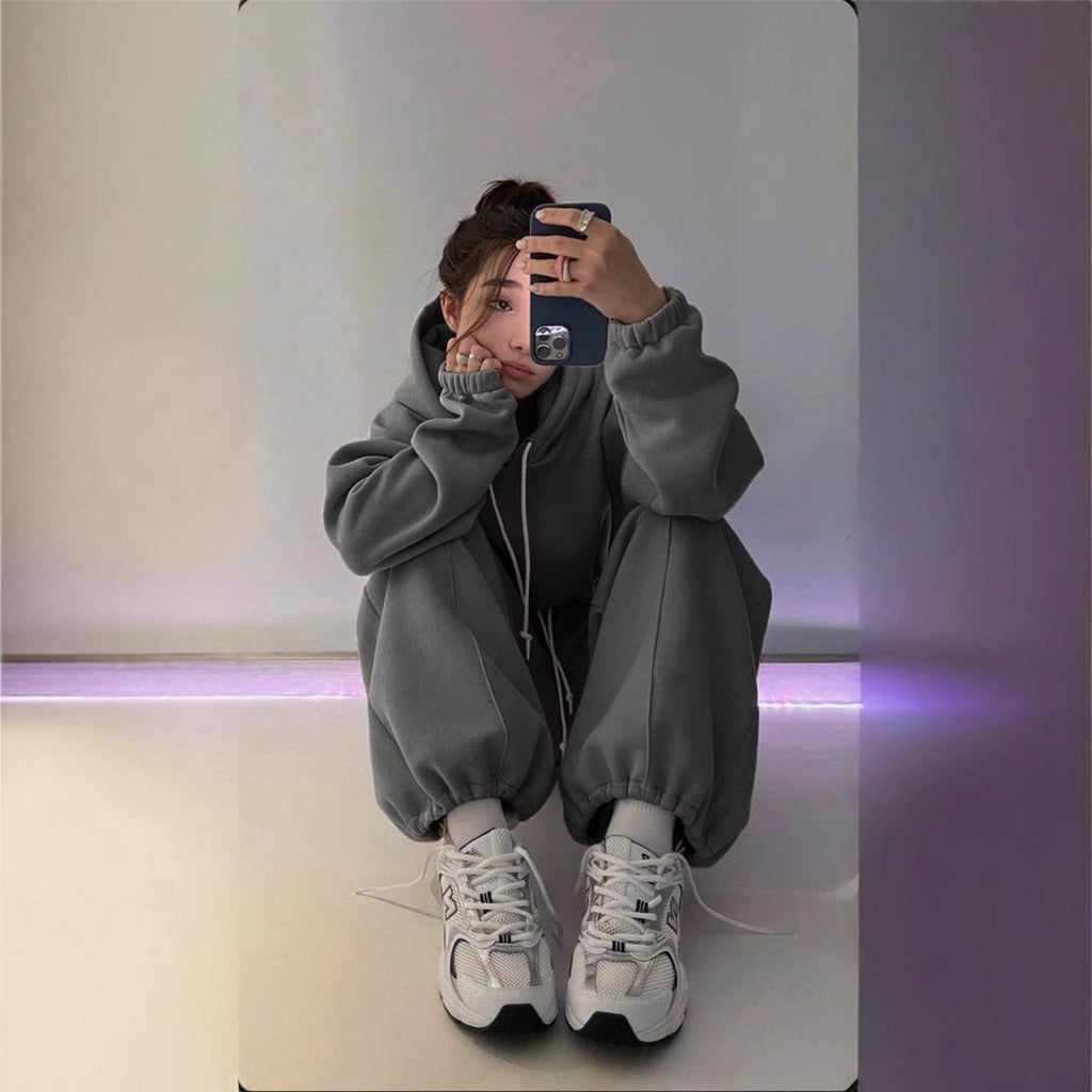 Ensemble Sweat à Capuche Oversize et Pantalon de Jogging pour Femmes avec Doublure Douce, Cordon Réglable et Taille Haute Echo Archiv