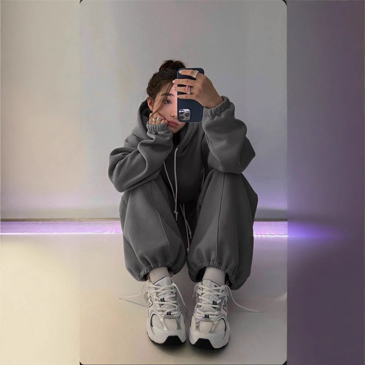 Ensemble Sweat à Capuche Oversize et Pantalon de Jogging pour Femmes avec Doublure Douce, Cordon Réglable et Taille Haute Echo Archiv