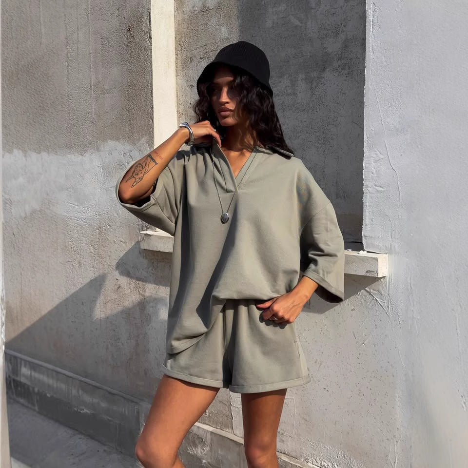 Robe polo ample pour femmes avec shorts lounge courts en jersey Echo Archive