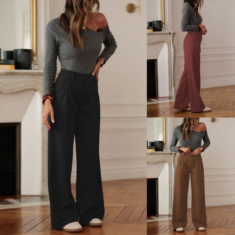 Pantalon de costume large taille haute pour femmes avec plis et pli de repassage Echoarchiv