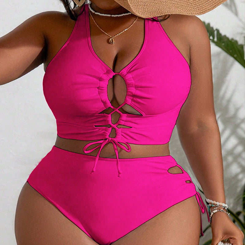 Bikini Femme Taille Haute avec Cordon Réglable R&B