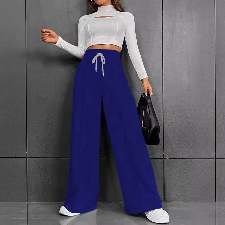 Pantalon jogging palazzo taille haute large pour femmes avec cordon de serrage et plis Echo Archiv