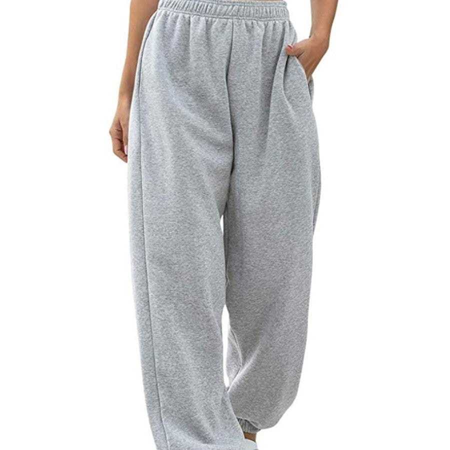 Pantalon de survêtement large taille haute pour femmes avec ceinture de confort élastique, poches latérales et chevilles froncées Echo Archiv