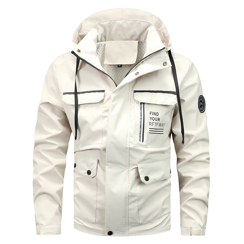 Veste outdoor pour hommes imperméable avec capuche, poches multifonctionnelles et doublure en maille respirante Echo Archiv