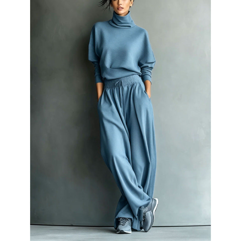 Ensemble de Loungewear à col roulé pour femmes avec haut oversize et pantalon à taille élastique Echoarchiv