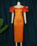 Robe en dentelle ajustée pour femmes avec des volants volumineux R&B