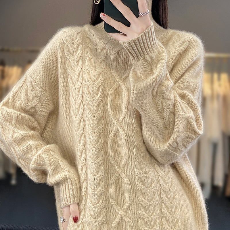 Pull oversized pour femmes avec col rond