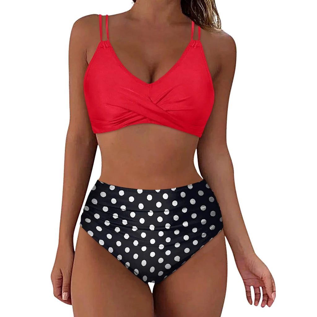 Bikini taille haute tendance pour femmes avec fronces R&B