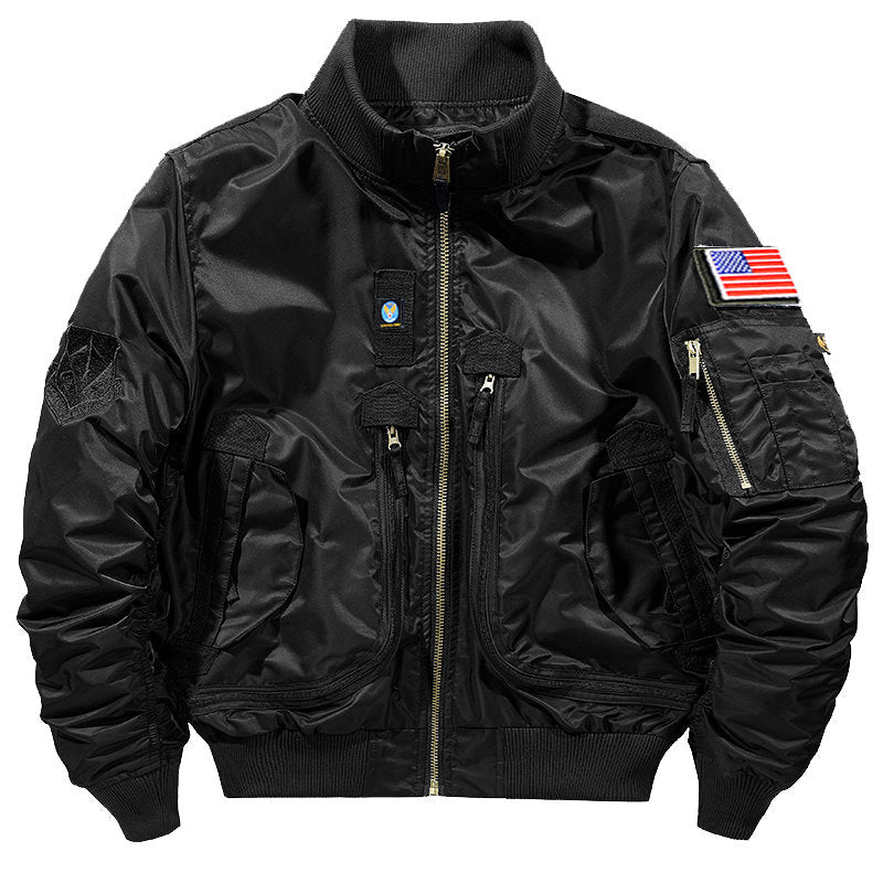Veste bomber pilote pour hommes avec poches zippées multifonctionnelles, organisateur de manches et col montant Echo Archiv