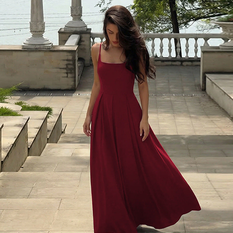 Robe maxi fluide pour femmes avec fines bretelles spaghetti et coupe élégante Heidi-Mode