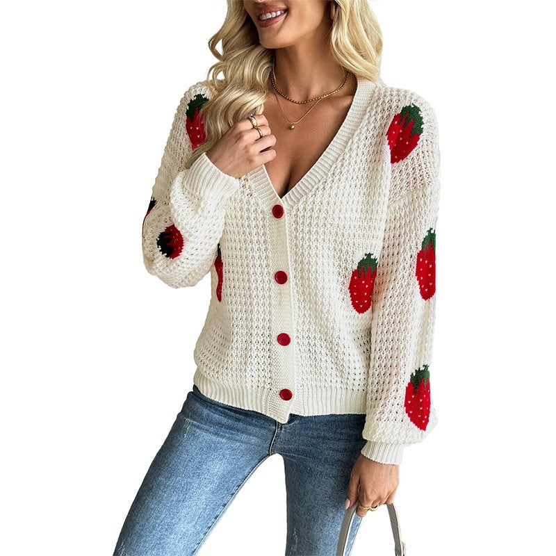 Cardigan court pour femmes avec décolleté en V et boutons