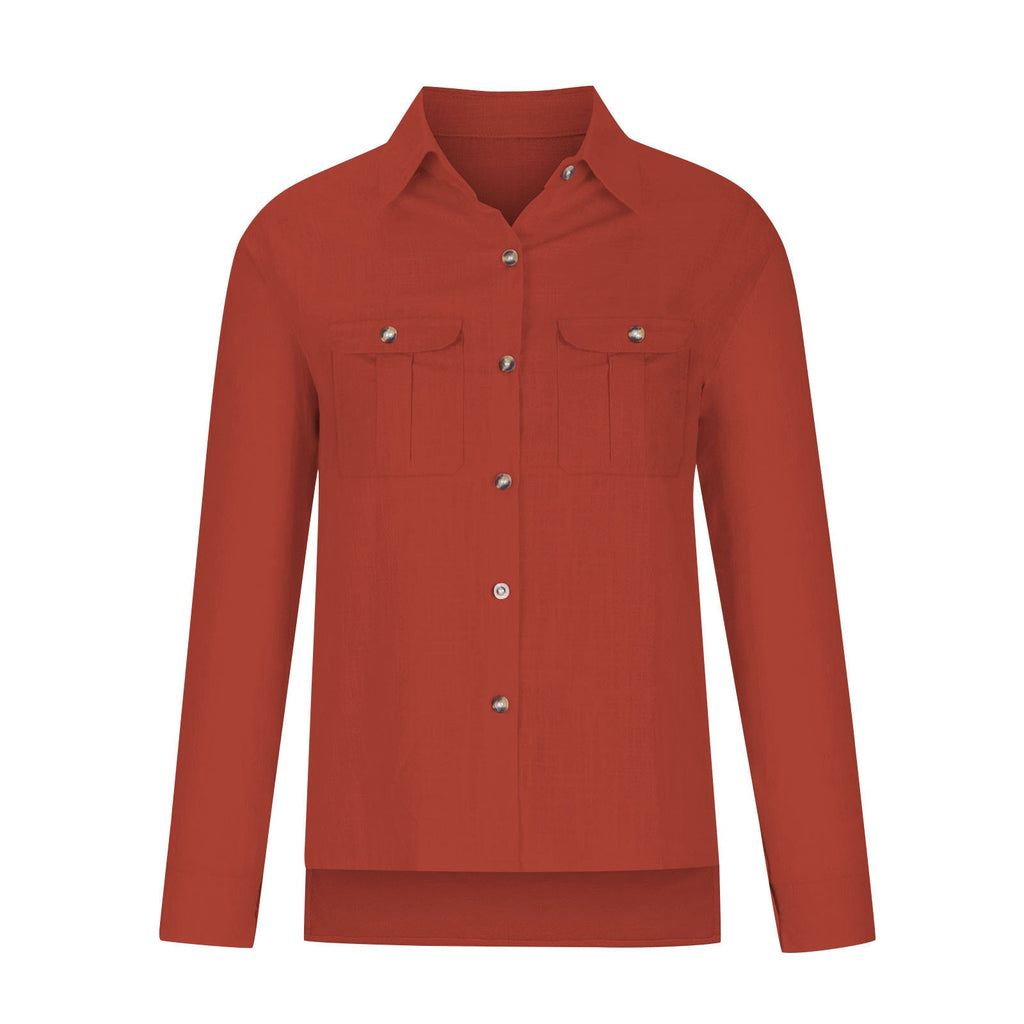 Chemisier oversize léger pour femmes en mélange de coton avec poches poitrine