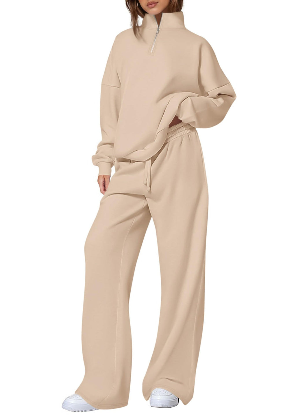 Ensemble de jogging oversized pour femmes avec col montant, demi-zip et jambes larges Echo Archiv