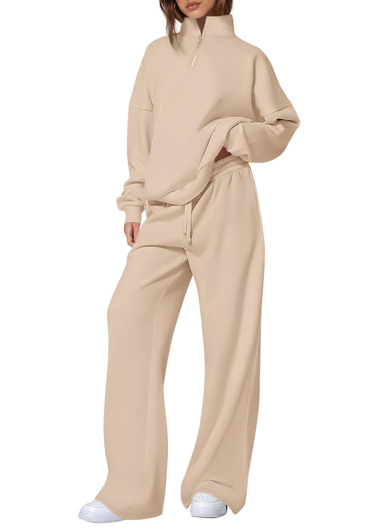 Ensemble de jogging oversized pour femmes avec col montant, demi-zip et jambes larges Echo Archiv