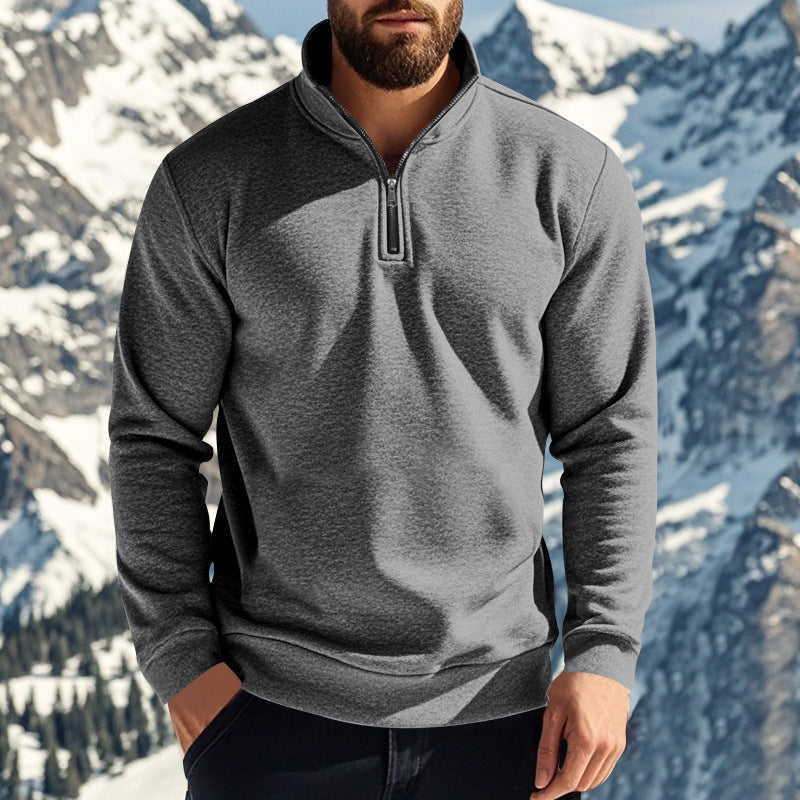 Sweat-shirt homme confortable à demi-zip avec col montant, intérieur légèrement gratté et ourlet côtelé Echo Archiv