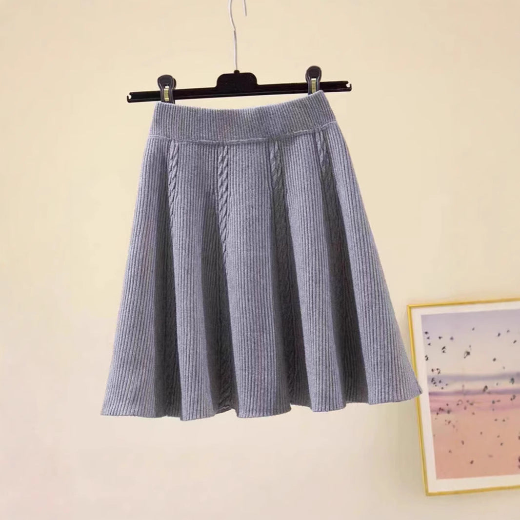 Jupe en tricot longueur mollet pour femme avec motif en torsade