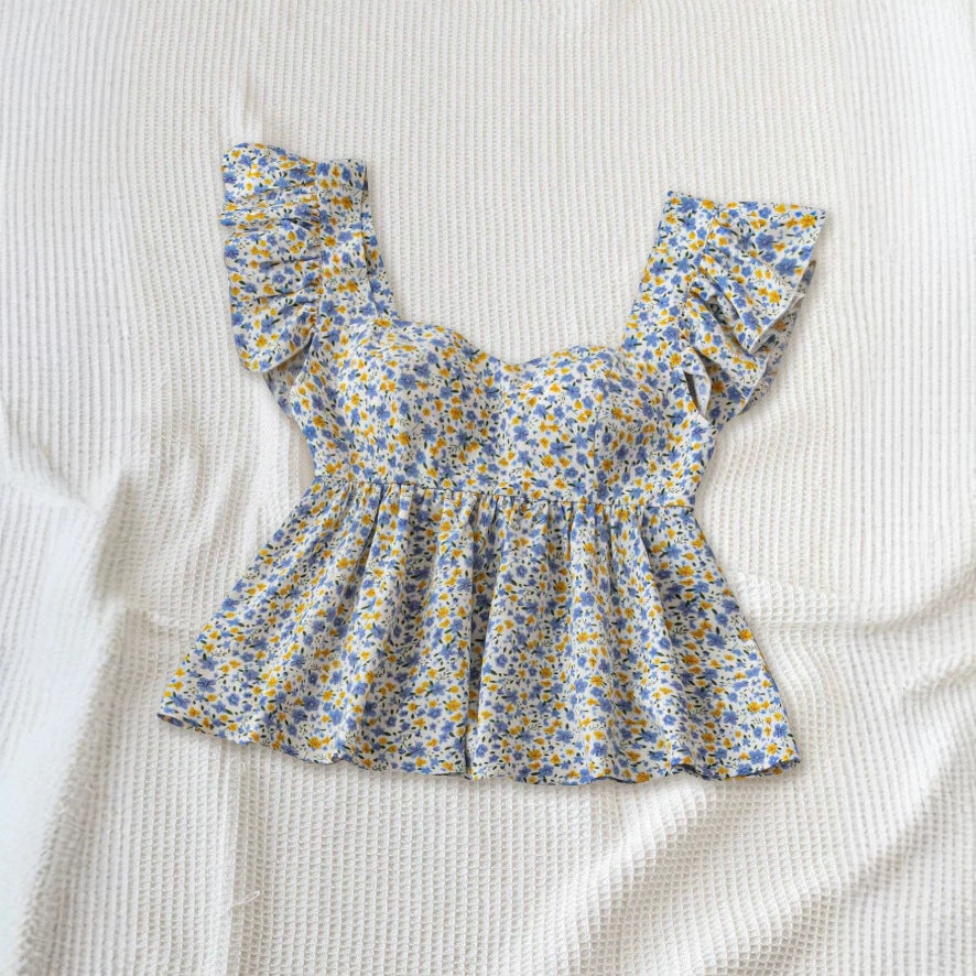 Blouse à fleurs pour femmes avec détails en volants et coupe fluide Heidi-Mode