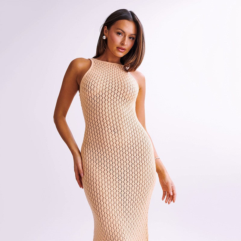 Robe en crochet élégante pour femmes avec décolleté profond R&B