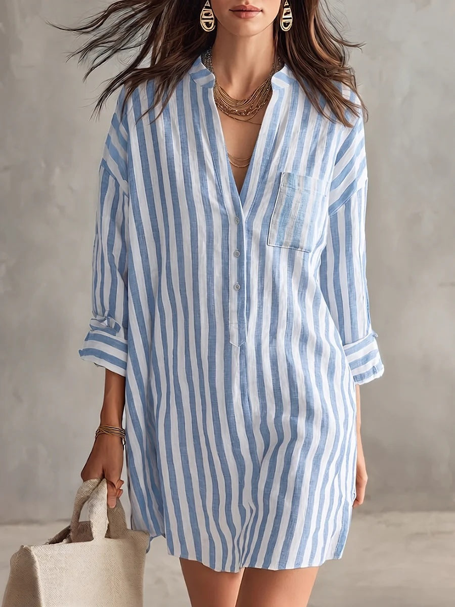 Robe Chemise en Lin Décontractée et Aérée pour Femmes