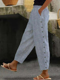 Pantalons culottes pour femmes avec taille élastique haute, fermeture à boutons sur le côté et poches Echoarchiv