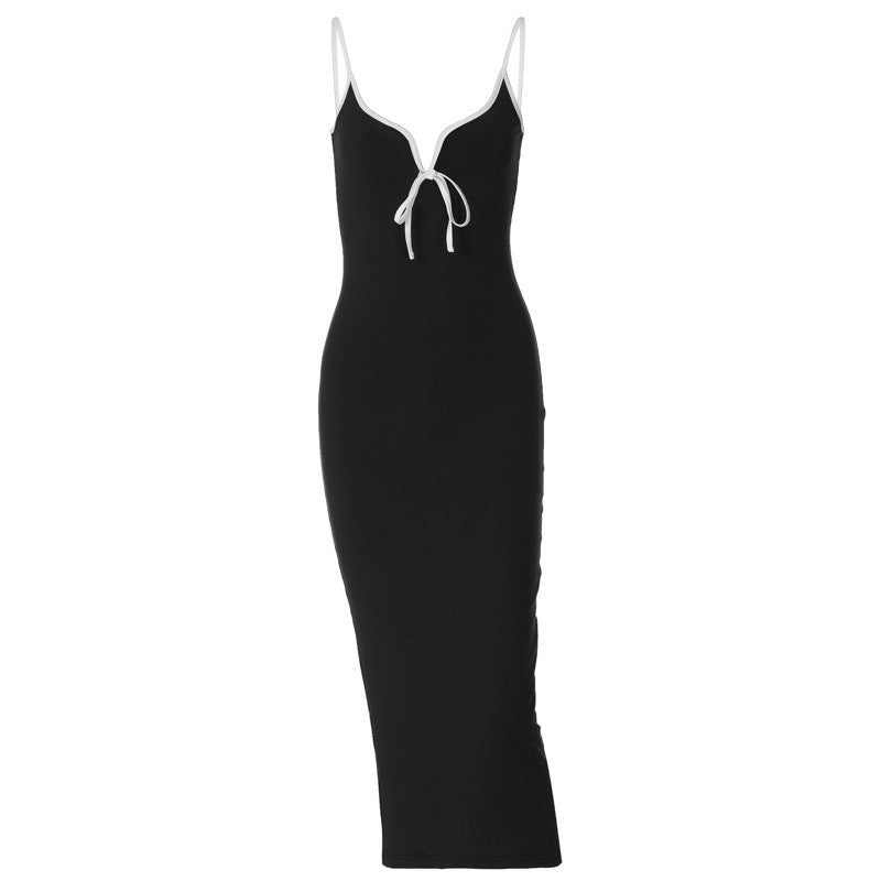 Robe maxi ajustée pour femmes avec décolleté plongeant Heidi-Mode