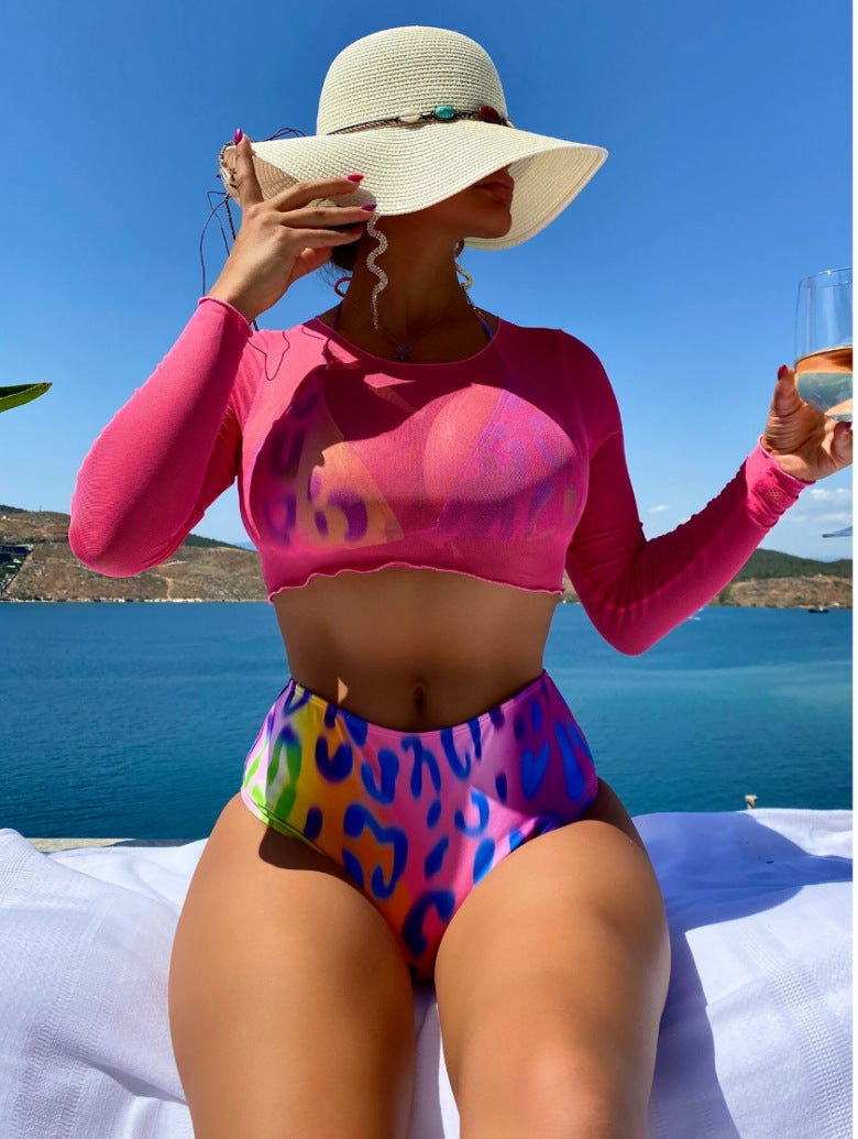 Ensemble de bikini taille haute pour femmes avec haut à manches longues Echo Archiv