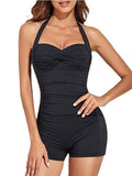 Maillot de bain une pièce taille haute pour femmes avec élément de fronces raffiné R&B