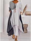 MW | Robe maxi à manches longues - Décolleté boutonné