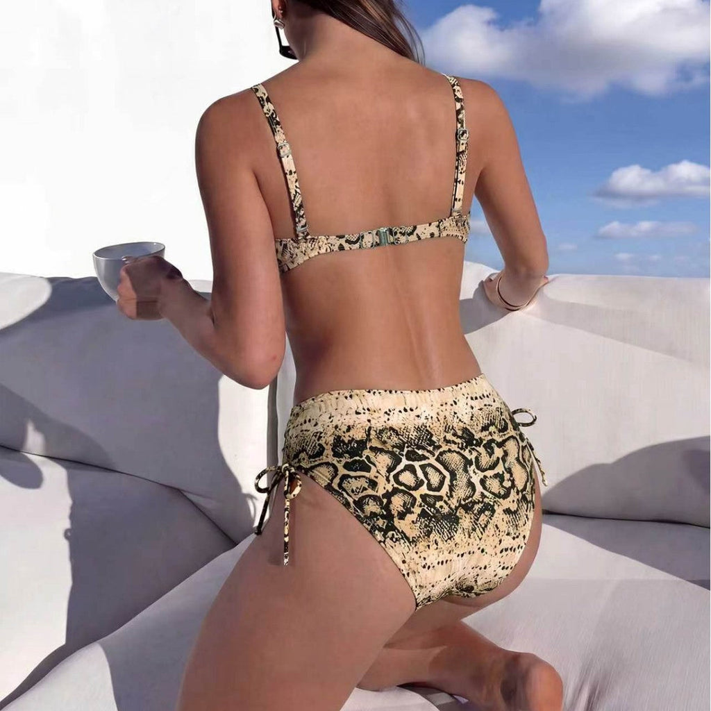 Bikini R&B à imprimé serpent taille haute pour femmes