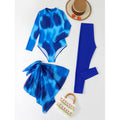 Maillot de bain à manches longues pour femmes avec jupe portefeuille à la mode et leggings sportifs R&B