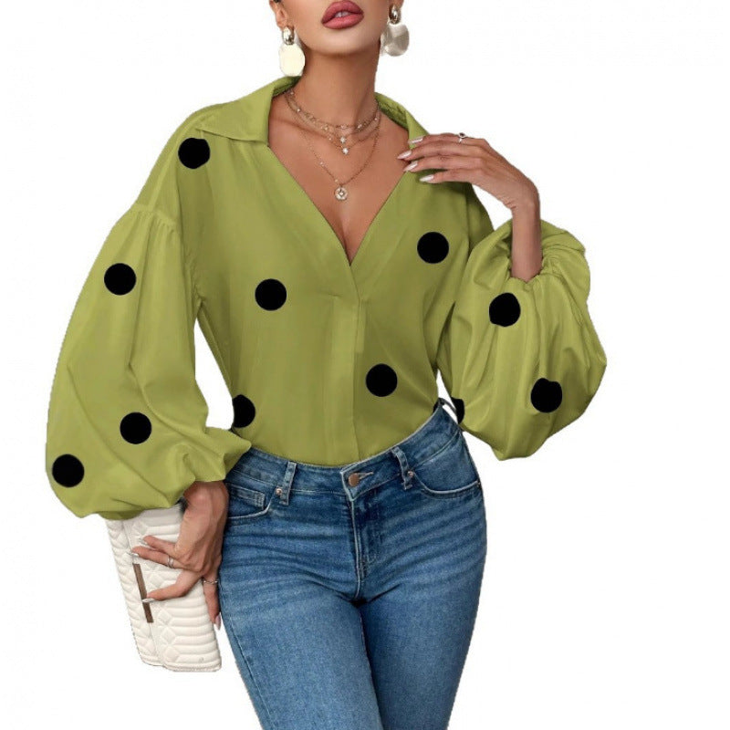 Blouse femme avec des manches ballon volumineuses et un col élégant Heidi-Mode