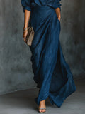 Jupe Maxi Drapée pour Femmes avec Effet Enveloppant et Texture Crinkle Echoarchiv