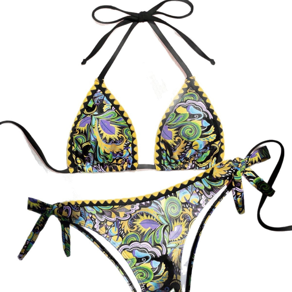 Bikini triangle pour femmes avec imprimé coloré et bretelles réglables R&B