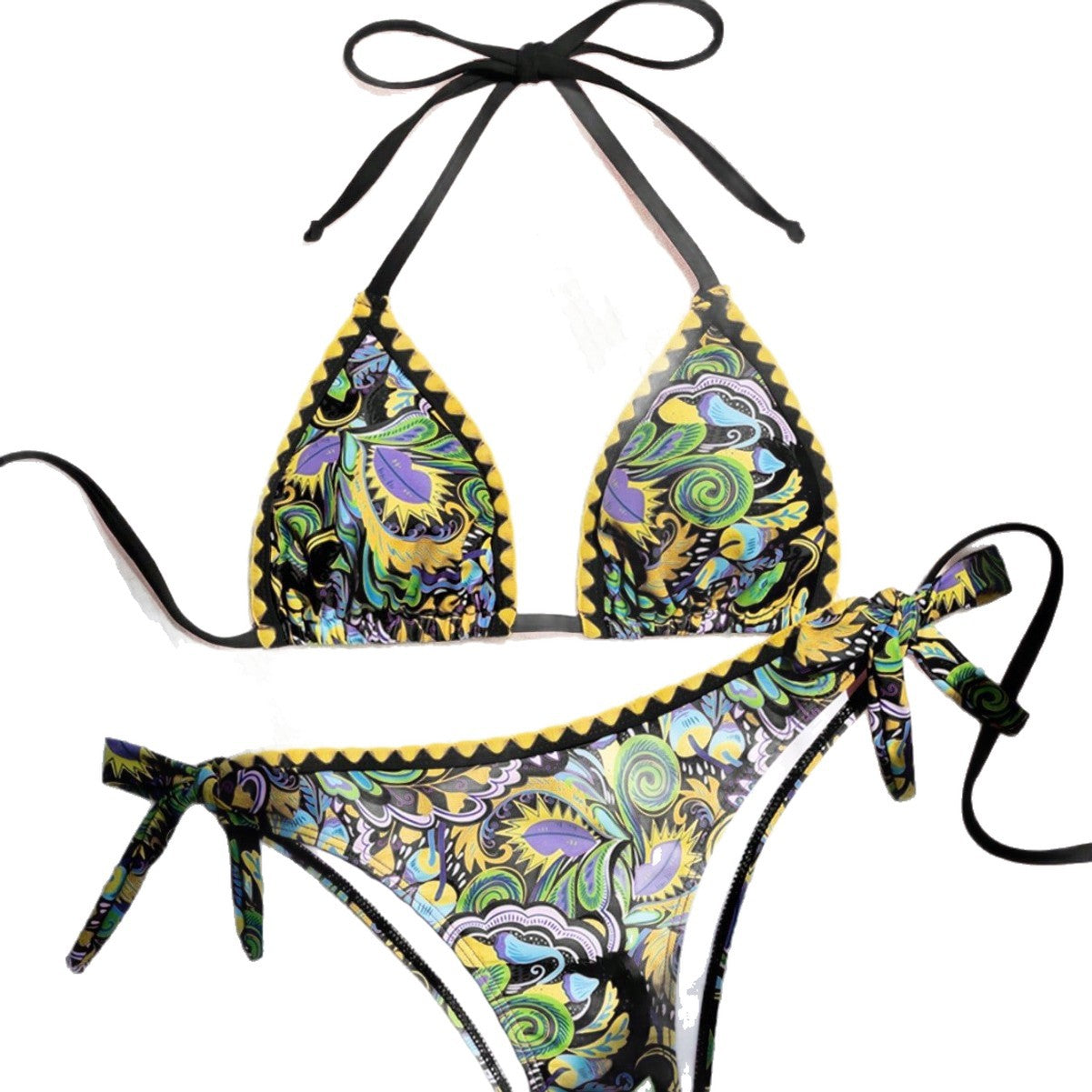 Bikini triangle pour femmes avec imprimé coloré et bretelles réglables R&B