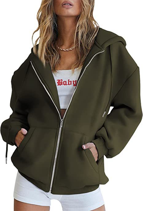 Veste à capuche surdimensionnée pour femmes avec fermeture éclair intégrale et poches kangourou Echo Archiv