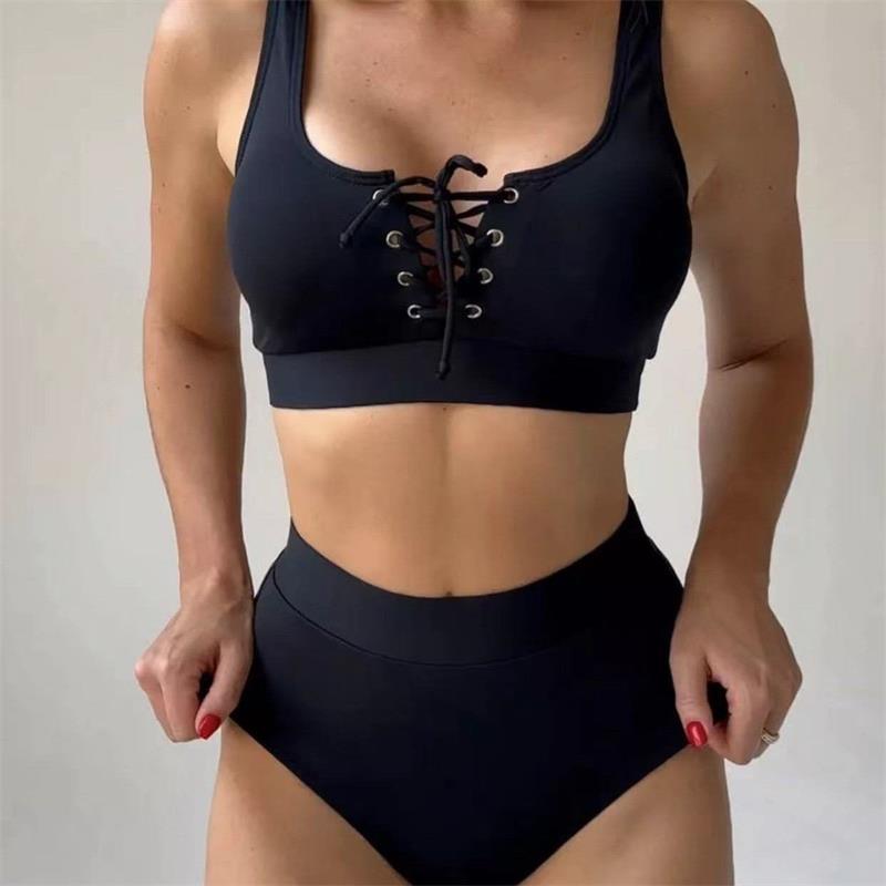Bikini femme à taille haute avec élégants détails de lacet R&B