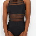 Maillot de bain femme à découpe haute avec insert en filet transparent R&B