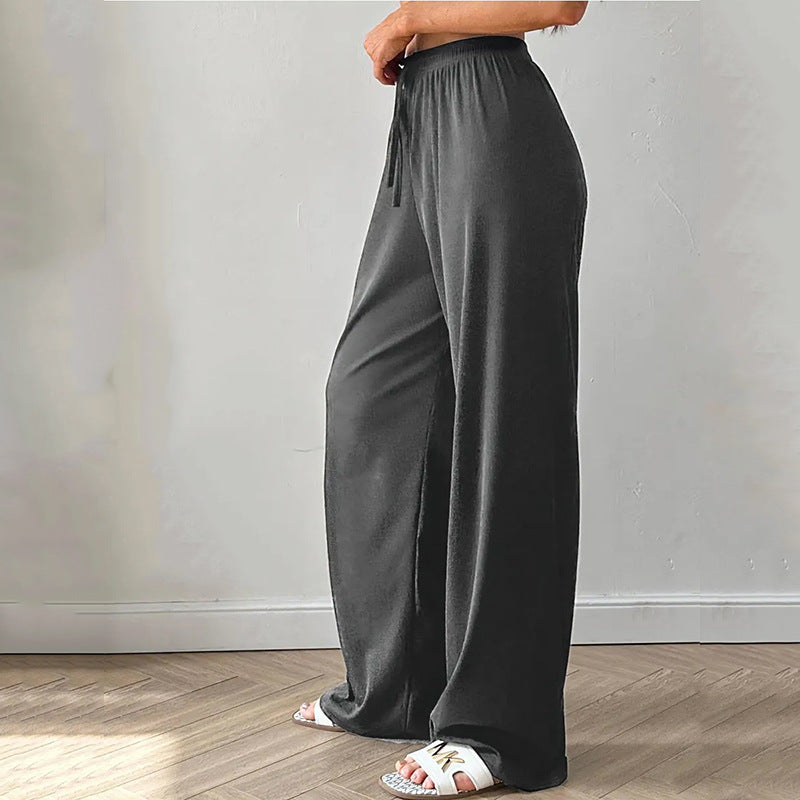 Pantalon de lounge large pour femmes avec taille haute, ceinture élastique et cordon de serrage Echo Archive