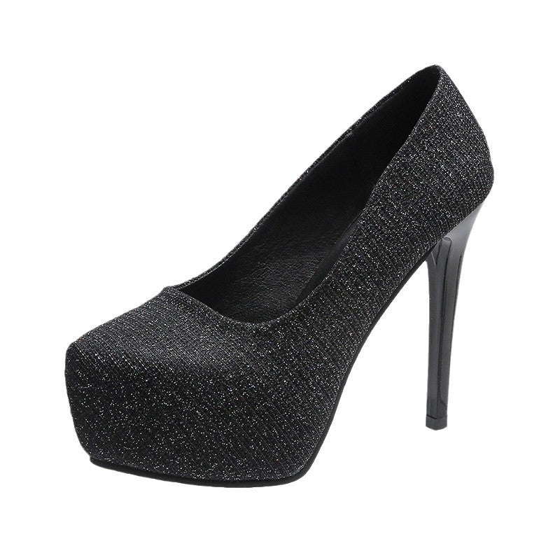 Escarpins à talons hauts pour femmes avec un dessus scintillant et un talon transparent R&B