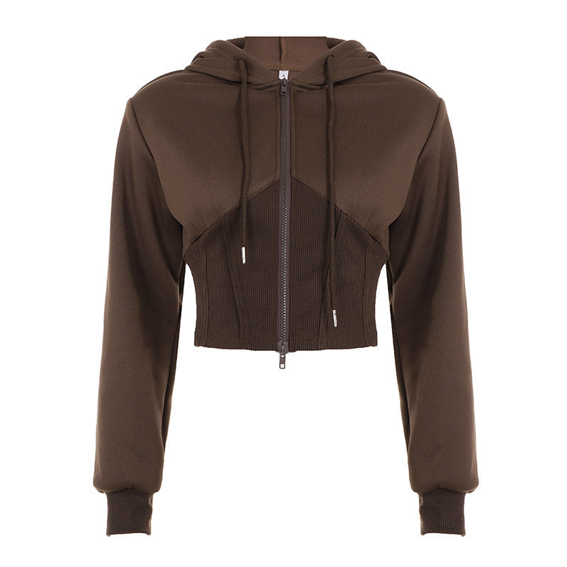 Veste bomber cintrée pour femmes avec large taille côtelée, deux poches obliques et détails décoratifs en zip Echo Archiv