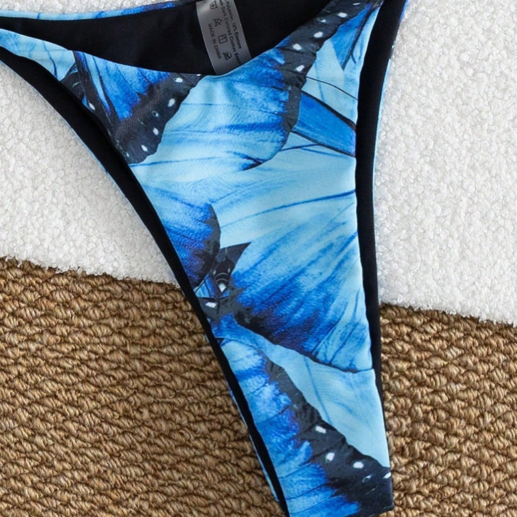 Ensemble de bikini triangle pour femmes avec design floral de papillon R&B