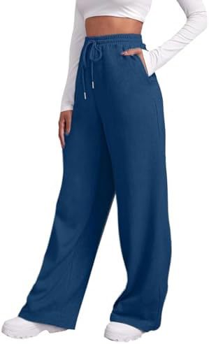 Pantalon lounge palazzo taille haute large pour femmes avec ceinture élastique confortable, cordon de serrage et poches latérales Echo Archiv