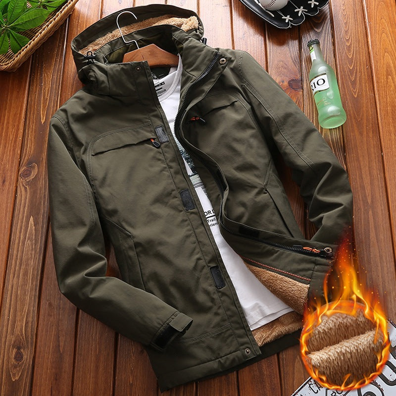 Veste parka-champ de style homme, coupe-vent et déperlant, avec capuche amovible et doublure en Sherpa Echo Archiv