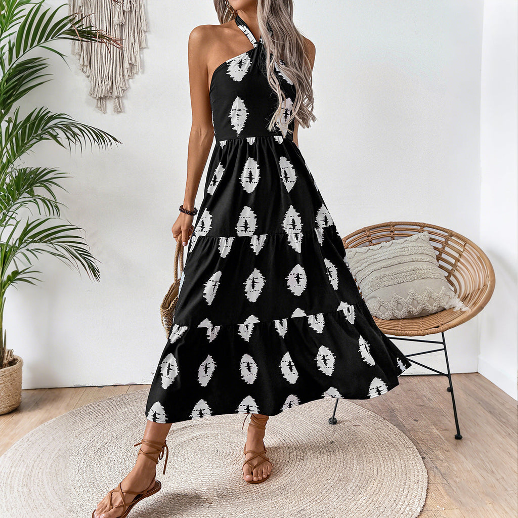 Robe maxi Boho pour femmes avec bretelles asymétriques R&B